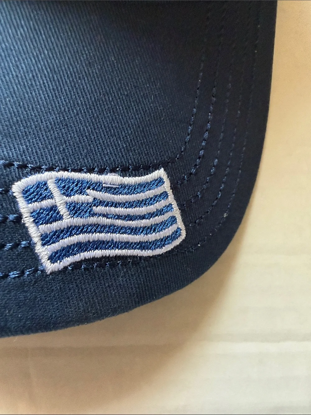 Navy and White Greece Embroidered Cap